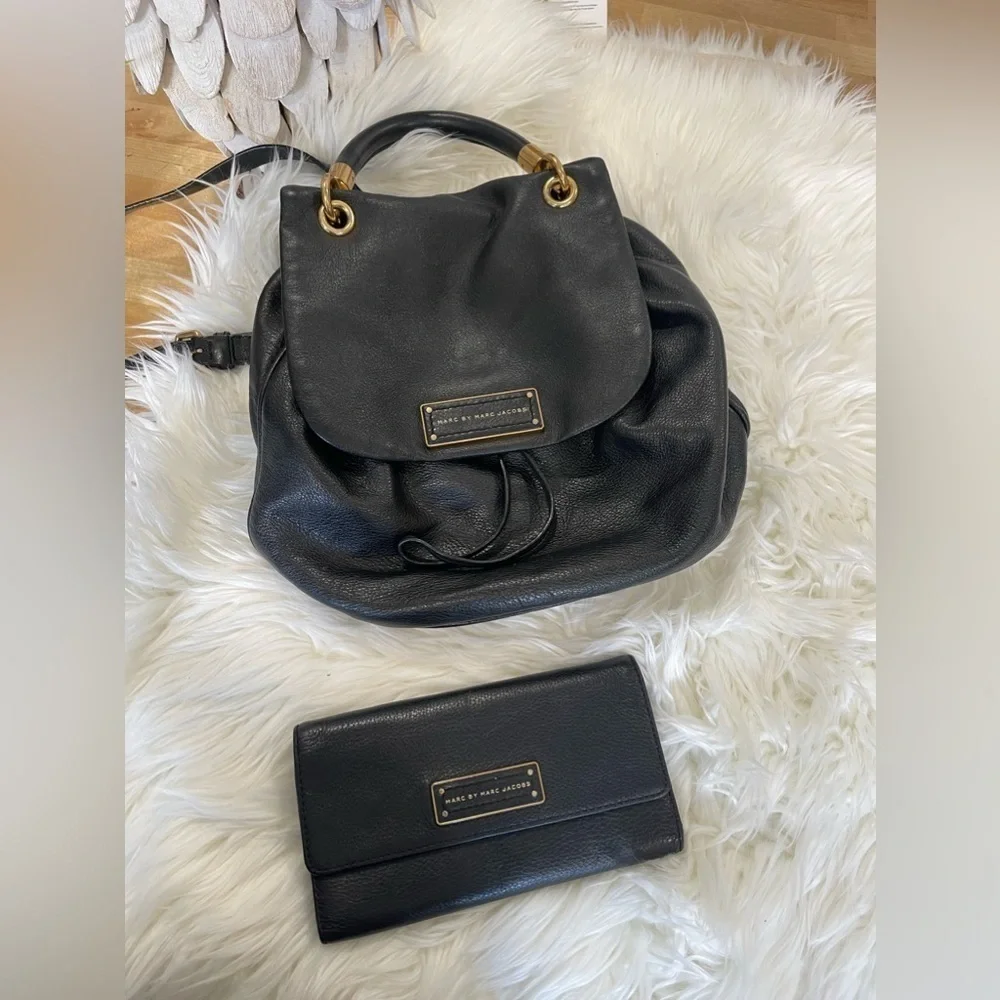Marc By Marc Jacobs leather backpag and wallet balck